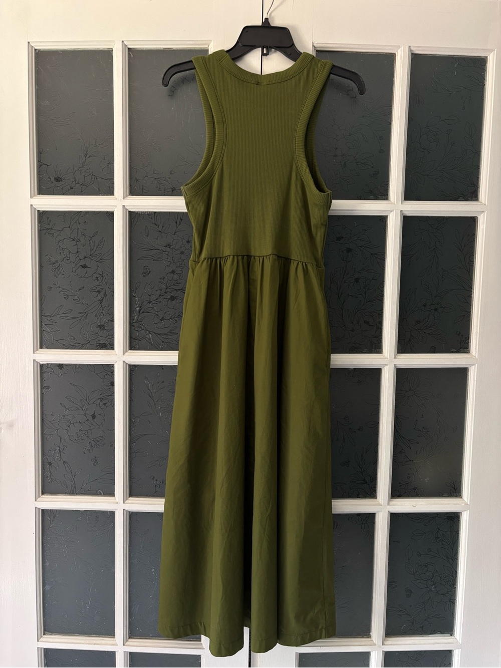 Old Navy Fit & Flare Combination Midi Dress Nori Seaweed L - Picture 3 of 6